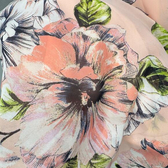 Eliza J Womens Blush Pink Romantic Floral Cascading Ruffle High-Low Hem Dress 2 - Picture 13 of 16